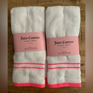 Juicy couture white and neon hot pink washcloths 100% cotton set of 2 - 2 packs